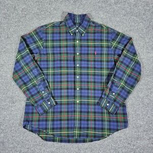 Ralph Lauren Men's Plaid Button Down Shirt Long Sleeve LT Tall Classic Fit Red